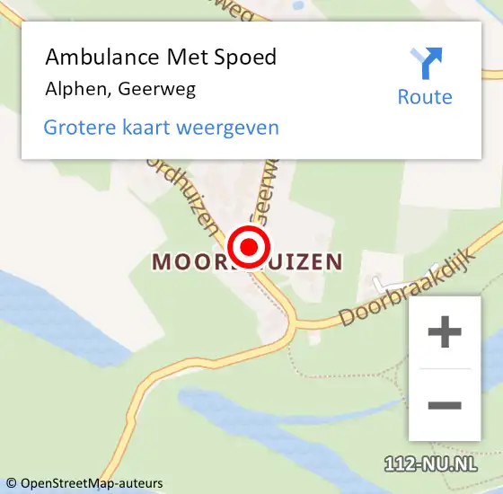 Locatie op kaart van de 112 melding: Ambulance Met Spoed Naar Alphen, Geerweg op 25 augustus 2019 01:11