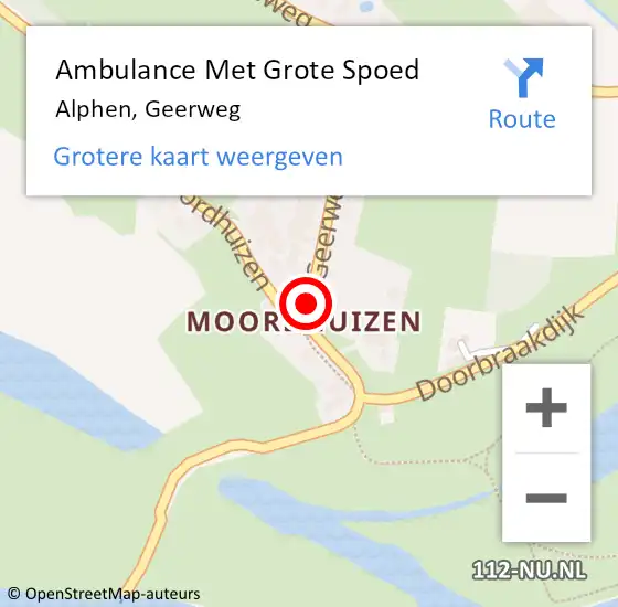 Locatie op kaart van de 112 melding: Ambulance Met Grote Spoed Naar Alphen, Geerweg op 25 augustus 2019 01:24
