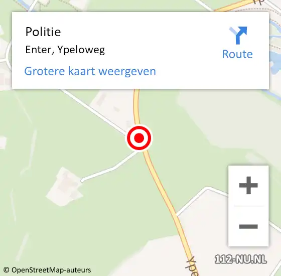 Locatie op kaart van de 112 melding: Politie Enter, Ypeloweg op 25 augustus 2019 01:27