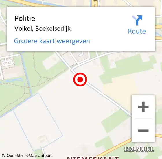 Locatie op kaart van de 112 melding: Politie Volkel, Boekelsedijk op 25 augustus 2019 02:13