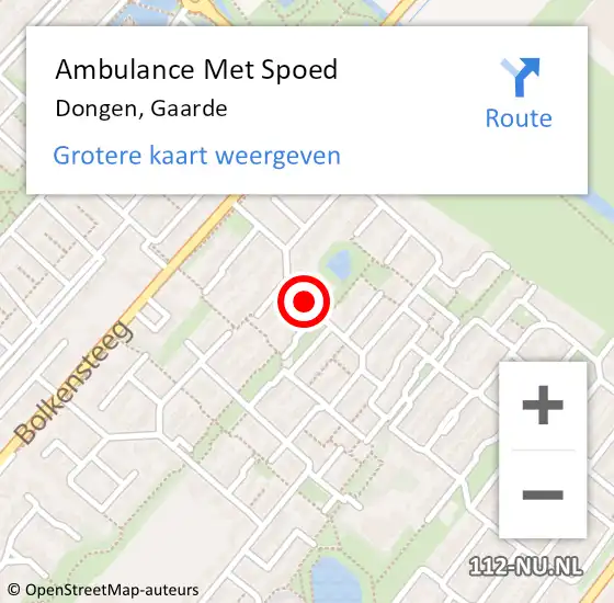 Locatie op kaart van de 112 melding: Ambulance Met Spoed Naar Dongen, Gaarde op 25 augustus 2019 03:00