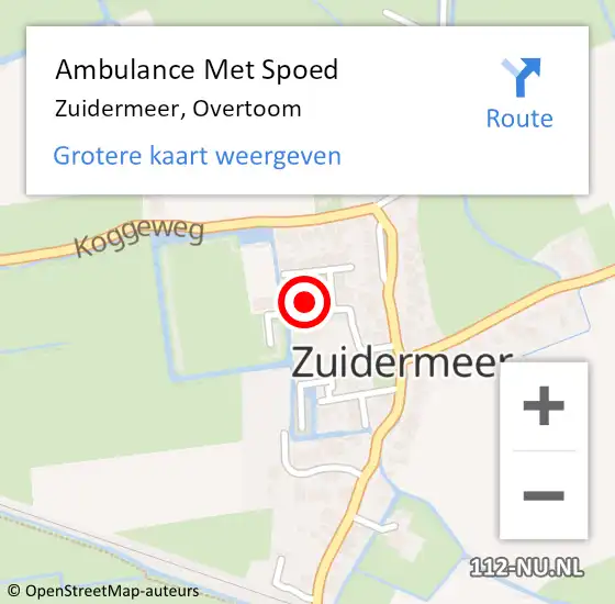 Locatie op kaart van de 112 melding: Ambulance Met Spoed Naar Zuidermeer, Overtoom op 25 augustus 2019 03:02