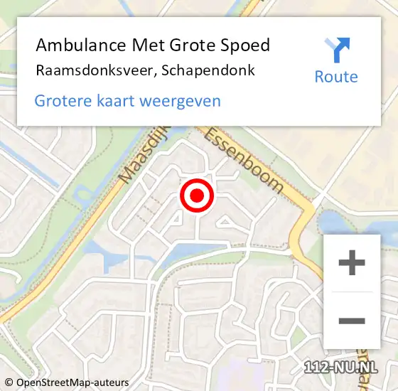 Locatie op kaart van de 112 melding: Ambulance Met Grote Spoed Naar Raamsdonksveer, Schapendonk op 25 augustus 2019 03:56