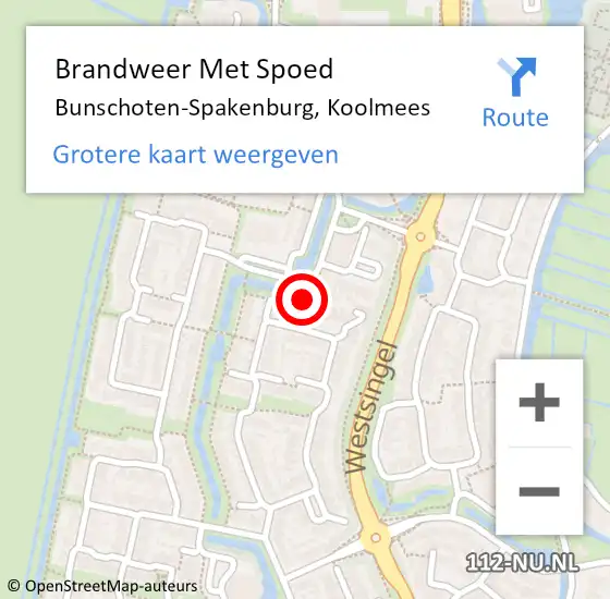 Locatie op kaart van de 112 melding: Brandweer Met Spoed Naar Bunschoten-Spakenburg, Koolmees op 25 augustus 2019 04:03