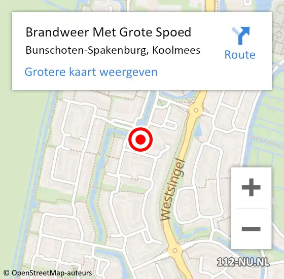 Locatie op kaart van de 112 melding: Brandweer Met Grote Spoed Naar Bunschoten-Spakenburg, Koolmees op 25 augustus 2019 04:04