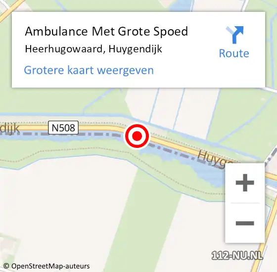 Locatie op kaart van de 112 melding: Ambulance Met Grote Spoed Naar Heerhugowaard, Huygendijk op 25 augustus 2019 04:25