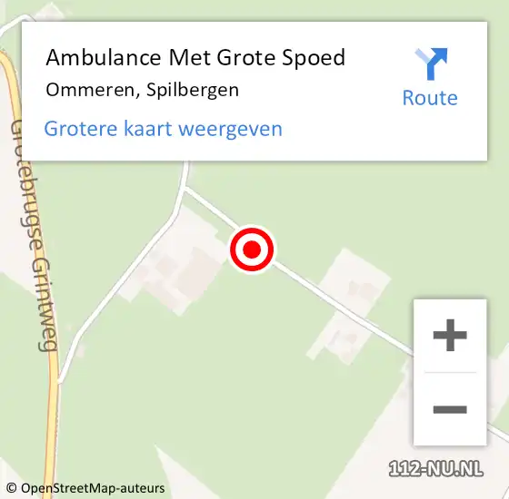 Locatie op kaart van de 112 melding: Ambulance Met Grote Spoed Naar Ommeren, Spilbergen op 25 augustus 2019 04:35