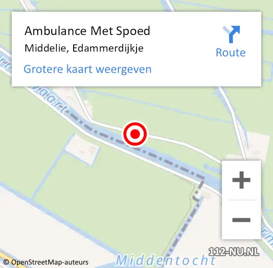 Locatie op kaart van de 112 melding: Ambulance Met Spoed Naar Middelie, Edammerdijkje op 25 augustus 2019 06:02