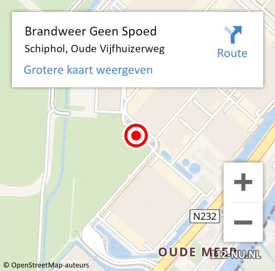Locatie op kaart van de 112 melding: Brandweer Geen Spoed Naar Schiphol, Oude Vijfhuizerweg op 25 augustus 2019 07:54