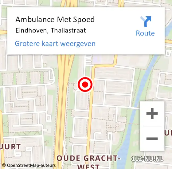 Locatie op kaart van de 112 melding: Ambulance Met Spoed Naar Eindhoven, Thaliastraat op 25 augustus 2019 08:00