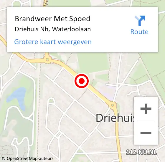 Locatie op kaart van de 112 melding: Brandweer Met Spoed Naar Driehuis Nh, Waterloolaan op 25 augustus 2019 09:23