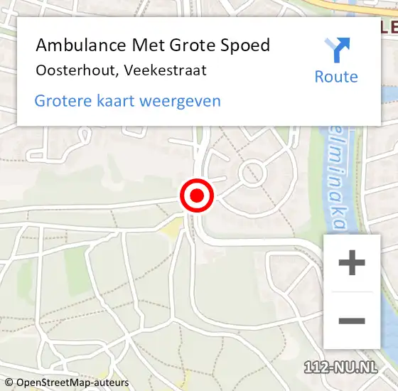 Locatie op kaart van de 112 melding: Ambulance Met Grote Spoed Naar Oosterhout, Veekestraat op 25 augustus 2019 09:25