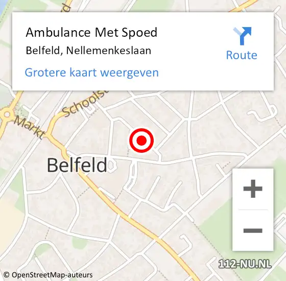 Locatie op kaart van de 112 melding: Ambulance Met Spoed Naar Belfeld, Nellemenkeslaan op 25 augustus 2019 09:47