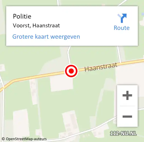 Locatie op kaart van de 112 melding: Politie Voorst, Haanstraat op 25 augustus 2019 10:04