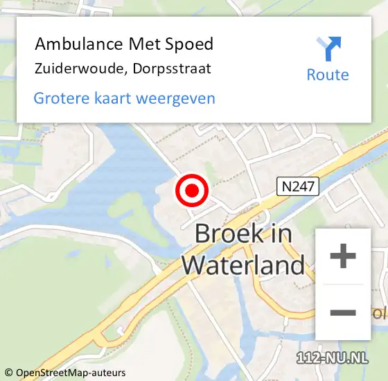 Locatie op kaart van de 112 melding: Ambulance Met Spoed Naar Uitdam, Dorpsstraat op 25 augustus 2019 10:13