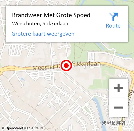 Locatie op kaart van de 112 melding: Brandweer Met Grote Spoed Naar Winschoten, Stikkerlaan op 25 augustus 2019 10:47