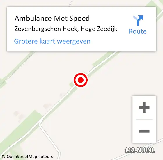 Locatie op kaart van de 112 melding: Ambulance Met Spoed Naar Zevenbergschen Hoek, Hoge Zeedijk op 25 augustus 2019 10:48