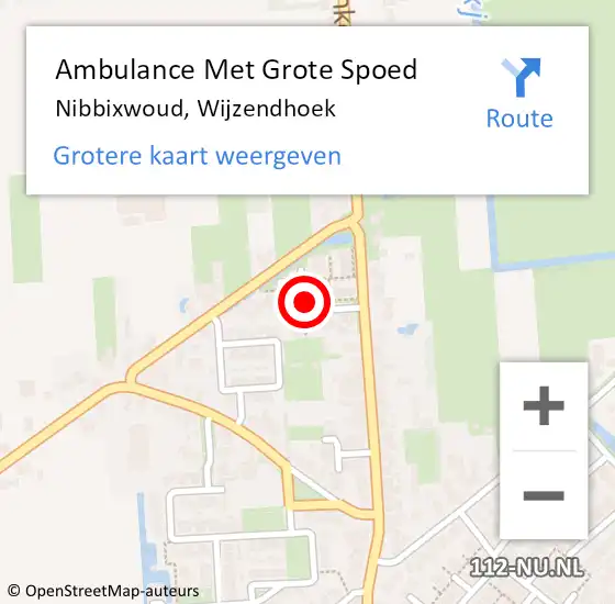 Locatie op kaart van de 112 melding: Ambulance Met Grote Spoed Naar Nibbixwoud, Wijzendhoek op 25 augustus 2019 10:51