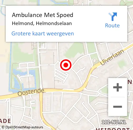 Locatie op kaart van de 112 melding: Ambulance Met Spoed Naar Helmond, Helmondselaan op 25 augustus 2019 11:03