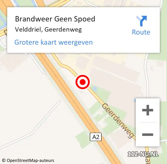 Locatie op kaart van de 112 melding: Brandweer Geen Spoed Naar Velddriel, Geerdenweg op 25 augustus 2019 11:06