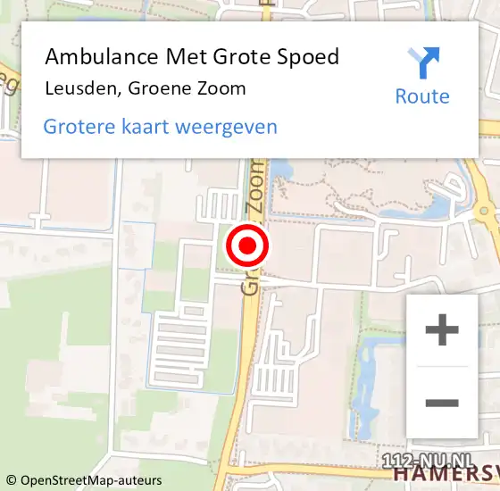 Locatie op kaart van de 112 melding: Ambulance Met Grote Spoed Naar Leusden, Groene Zoom op 25 augustus 2019 11:08