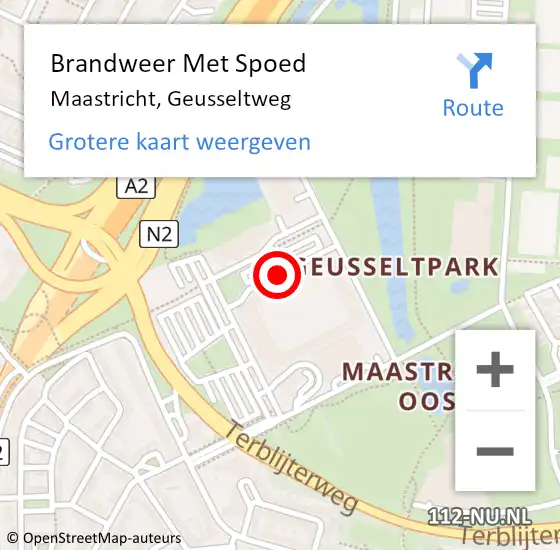 Locatie op kaart van de 112 melding: Brandweer Met Spoed Naar Maastricht, Geusseltweg op 25 augustus 2019 12:17