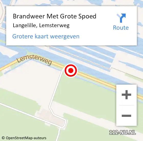 Locatie op kaart van de 112 melding: Brandweer Met Grote Spoed Naar Langelille, Lemsterweg op 25 augustus 2019 12:21