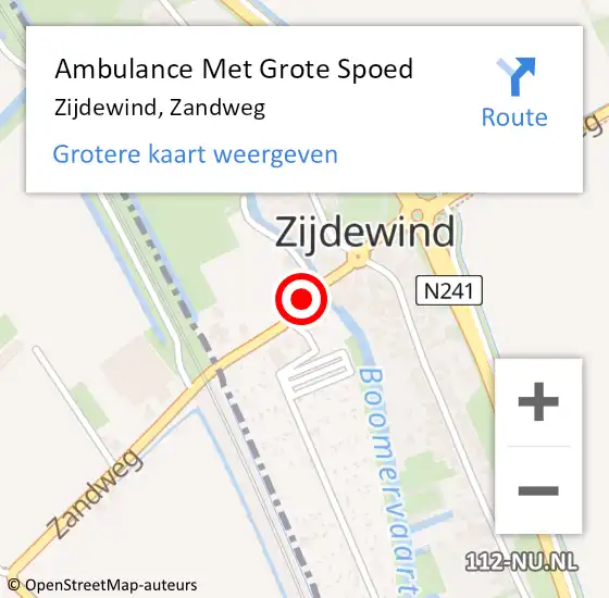 Locatie op kaart van de 112 melding: Ambulance Met Grote Spoed Naar Zijdewind, Zandweg op 25 augustus 2019 12:26