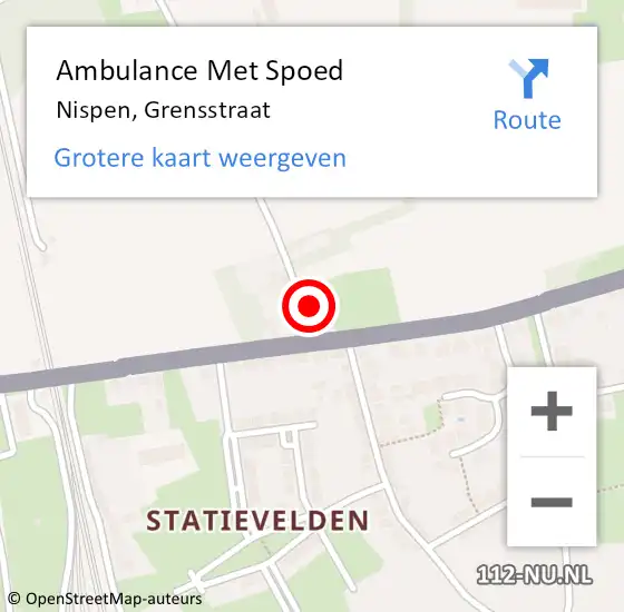 Locatie op kaart van de 112 melding: Ambulance Met Spoed Naar Nispen, Grensstraat op 25 augustus 2019 13:12