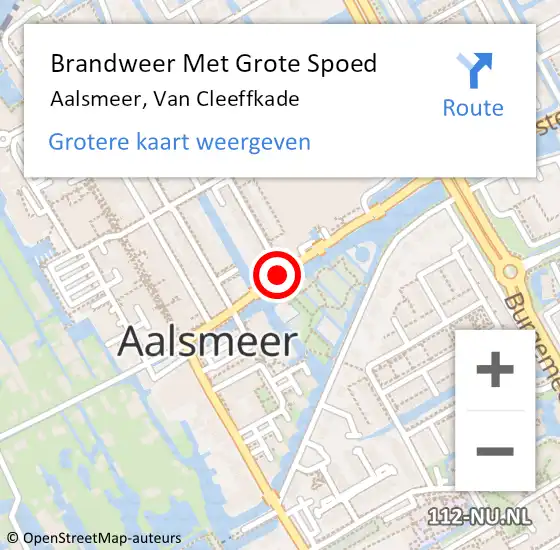Locatie op kaart van de 112 melding: Brandweer Met Grote Spoed Naar Aalsmeer, Van Cleeffkade op 25 augustus 2019 13:14