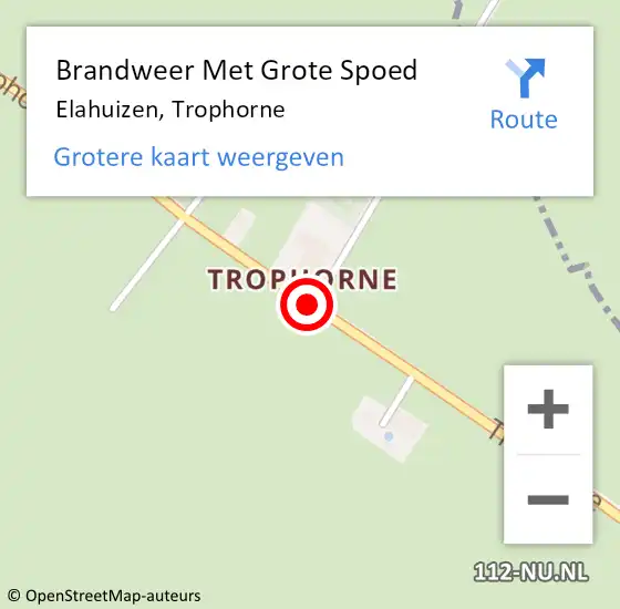 Locatie op kaart van de 112 melding: Brandweer Met Grote Spoed Naar Elahuizen, Trophorne op 25 augustus 2019 14:01
