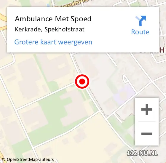 Locatie op kaart van de 112 melding: Ambulance Met Spoed Naar Kerkrade, Spekhofstraat op 25 augustus 2019 14:24