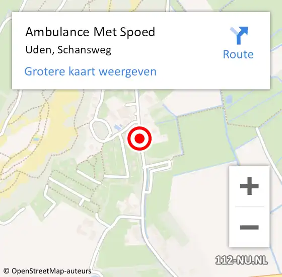 Locatie op kaart van de 112 melding: Ambulance Met Spoed Naar Uden, Schansweg op 25 augustus 2019 14:36