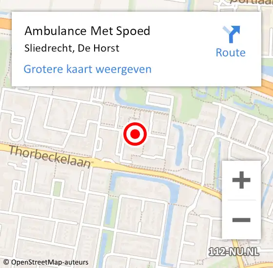 Locatie op kaart van de 112 melding: Ambulance Met Spoed Naar Sliedrecht, De Horst op 25 augustus 2019 14:44