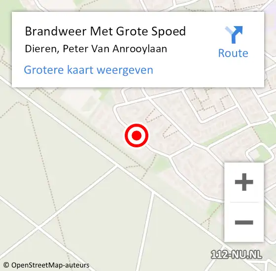 Locatie op kaart van de 112 melding: Brandweer Met Grote Spoed Naar Dieren, Peter Van Anrooylaan op 25 augustus 2019 15:32