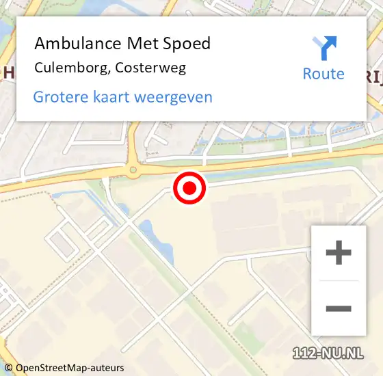 Locatie op kaart van de 112 melding: Ambulance Met Spoed Naar Culemborg, Costerweg op 25 augustus 2019 15:38
