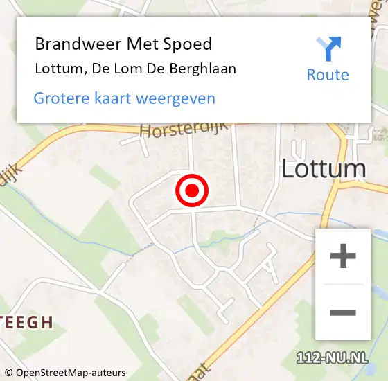 Locatie op kaart van de 112 melding: Brandweer Met Spoed Naar Lottum, De Lom De Berghlaan op 25 augustus 2019 16:30