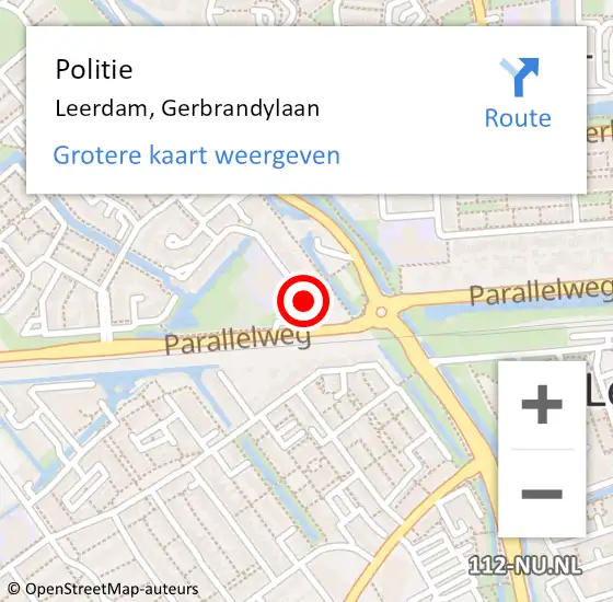 Locatie op kaart van de 112 melding: Politie Leerdam, Gerbrandylaan op 25 augustus 2019 16:59