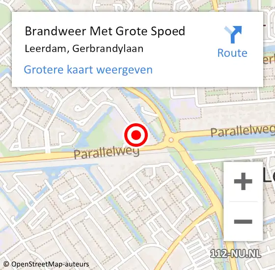 Locatie op kaart van de 112 melding: Brandweer Met Grote Spoed Naar Leerdam, Gerbrandylaan op 25 augustus 2019 17:00