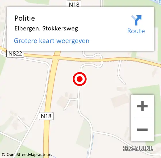 Locatie op kaart van de 112 melding: Politie Eibergen, Stokkersweg op 25 augustus 2019 17:01