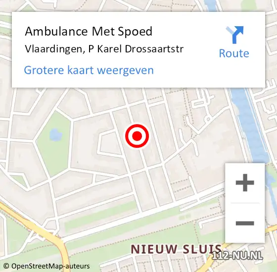 Locatie op kaart van de 112 melding: Ambulance Met Spoed Naar Vlaardingen, P Karel Drossaartstr op 25 augustus 2019 17:12