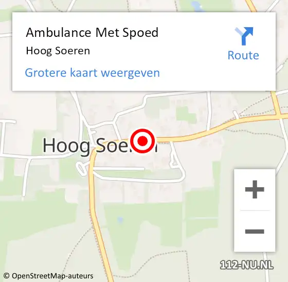 Locatie op kaart van de 112 melding: Ambulance Met Spoed Naar Hoog Soeren op 25 augustus 2019 17:23