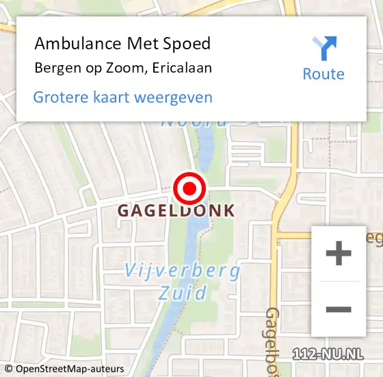 Locatie op kaart van de 112 melding: Ambulance Met Spoed Naar Bergen op Zoom, Ericalaan op 25 augustus 2019 17:50