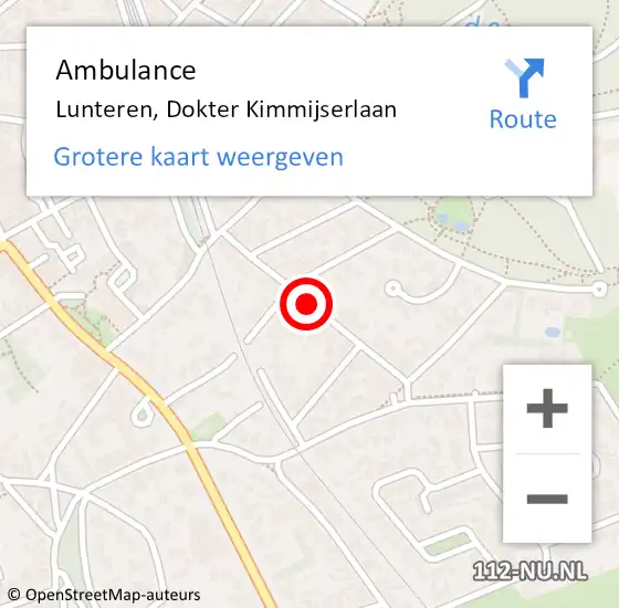 Locatie op kaart van de 112 melding: Ambulance Lunteren, Dokter Kimmijserlaan op 25 augustus 2019 18:21