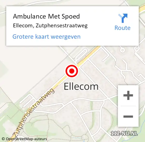 Locatie op kaart van de 112 melding: Ambulance Met Spoed Naar Ellecom, Zutphensestraatweg op 25 augustus 2019 18:46