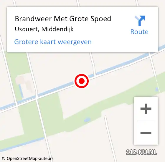 Locatie op kaart van de 112 melding: Brandweer Met Grote Spoed Naar Usquert, Middendijk op 25 augustus 2019 19:22