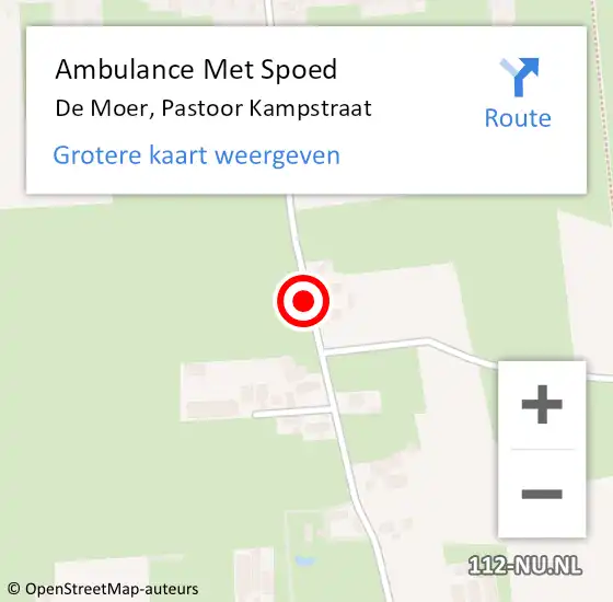 Locatie op kaart van de 112 melding: Ambulance Met Spoed Naar De Moer, Pastoor Kampstraat op 25 augustus 2019 20:50