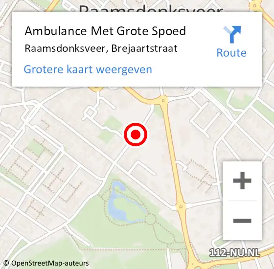 Locatie op kaart van de 112 melding: Ambulance Met Grote Spoed Naar Raamsdonksveer, Brejaartstraat op 25 augustus 2019 21:04