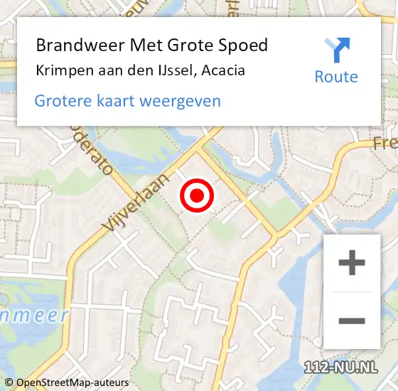Locatie op kaart van de 112 melding: Brandweer Met Grote Spoed Naar Krimpen aan den IJssel, Acacia op 25 augustus 2019 21:49