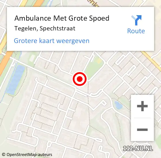 Locatie op kaart van de 112 melding: Ambulance Met Grote Spoed Naar Tegelen, Spechtstraat op 25 augustus 2019 21:55